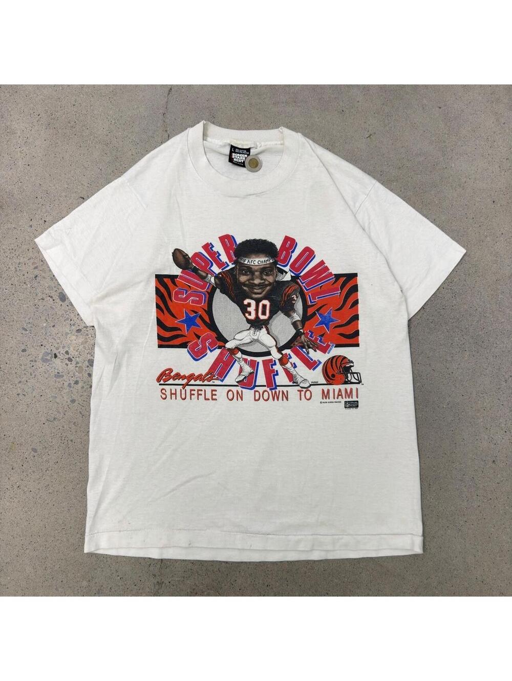 Vintage 80s 1987 NFL Caricature Bengals Icley Woods Super Bowl T-Shirt Large